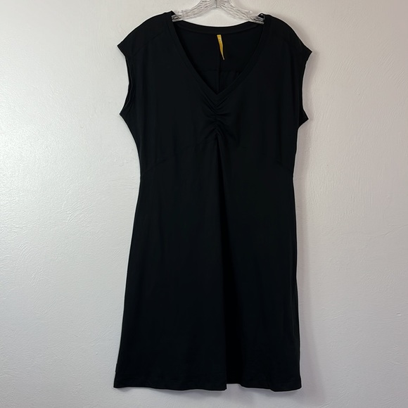 Lole T-Shirt Dress Women Size L Black Ruched Bustline Sleeveless Athletic - Picture 13 of 14